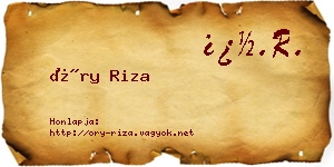 Őry Riza névjegykártya